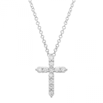 14k White Gold Diamond Cross Necklace