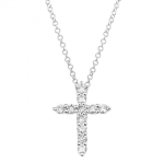 14k White Gold Diamond Cross Necklace