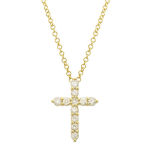 14k Yellow Gold Diamond Cross Necklace