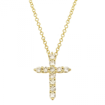 14k Yellow Gold Diamond Cross Necklace