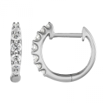 14k White Gold Diamond Huggie Earrings