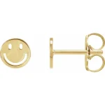 14K Yellow 4 mm Smiley Face Earrings