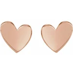 14K Rose Asymmetrical Heart Earrings