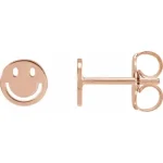 14K Rose Smiley Face Earrings