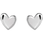 14K White Gold Asymmetrical Heart Earrings
