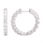 14k White Gold In And Out Diamond Hoop Earrings