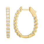 14k Yellow Gold In And Out Diamond Hoop Earrings