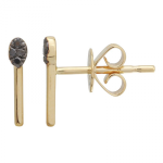 14k Yellow Gold Burnt Match Black Diamond Stud Earrings