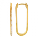 14k Yellow Gold Diamond Huggie Earrings