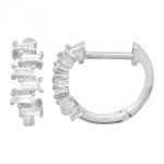 14k White Gold Diamond Huggie Earrings