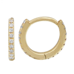 14k Yellow Gold Diamond Eternity Mini Round Huggie Earrings