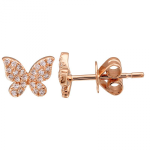 14k Rose Gold Butterfly Diamond Stud Earrings