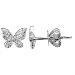 14k Yellow White Butterfly Diamond Stud Earrings