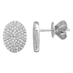 14k White Gold Oval Diamond Stud Earrings