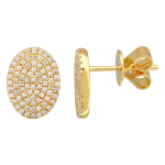 14k Yellow Gold Oval Diamond Stud Earrings