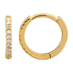 14k Yellow Gold Diamond Eternity Mini Round Huggie Earrings