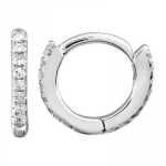 14k White Gold Diamond Eternity Mini Round Huggie Earrings