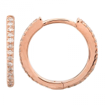 14k Rose Gold Diamond Eternity Mini Round Huggie Earrings