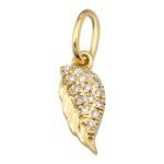 14k Yellow Gold Angle Wing Diamond Necklace Charm