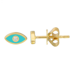 14k Yellow Gold Enamel Evil Eye Diamond Stud Earrings