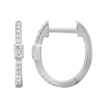 14k White Gold Diamond Hoop Earrings