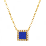 14k Yellow Gold Square Lapis Necklace