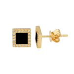 14k Yellow Gold Square Onyx Stud Earrings