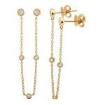 14k Yellow Gold Diamond Double Stud Earrings