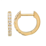 14k Yellow Gold Diamond Huggie Earrings