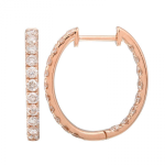 14k Rose Gold Diamond Huggie Earrings