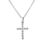 14k White Gold Diamond Cross Necklace