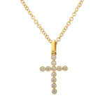 14k Yellow Gold Diamond Cross Necklace
