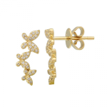 14k Yellow Gold Butterfly Diamond Stud Earrings