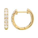 14k Yellow Gold Diamond Huggie Earrings