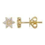 14k Yellow Gold Diamond Stud Earrings