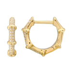 14k Yellow Gold Bamboo Diamond Earrings
