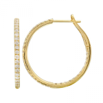 14k Yellow Gold Diamond Hoop Earrings