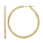 14k Yellow Gold Diamond Hoop Earrings