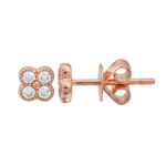 14k Rose Gold Diamond Clover Stud Earrings