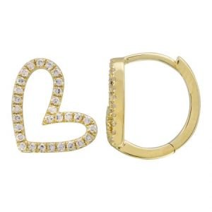 14k Yellow Gold Diamond Eternity Mini Round Huggie Earrings
