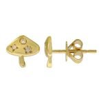 14k Yellow Gold Mushroom Diamond Stud Earrings