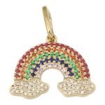 14k Yellow Gold Rainbow Diamond Necklace Charm