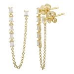 14k Yellow Gold Double Stud Diamond Earrings