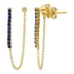 14k Yellow Gold Sapphire Tennis Double Stud Earrings