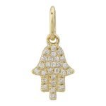 14k Yellow Gold Hamsa Diamond Necklace Charm