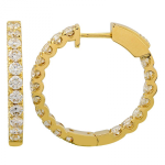 14k Yellow Gold In & Out Diamond Hoop Earrings