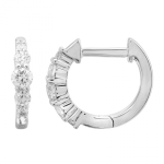 14k White Gold Shared Prong Diamond Huggie Earrings