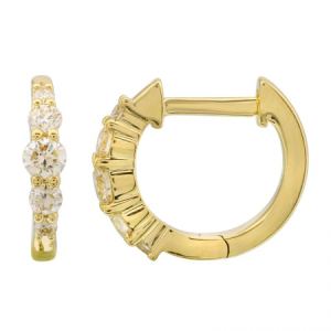 14k White Gold Diamond Huggie Earrings