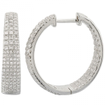 14k White Gold Tapered Diamond Hoop Earrings