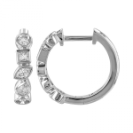 14k White Gold Bezel Set Multi-shape Diamond Huggie Earrings